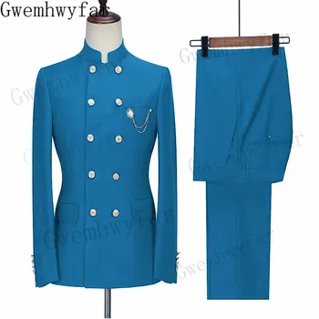 Gwenhwyfar Mood Meeste Ülikonnad 2 Tükki Äri Ülikonna Pintsak Groomsmen Ametliku Pulm Ametlik Pool Kostüümid ( Jope+ Püksid） - Pilt 1  