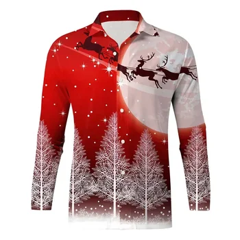 Jõulud kingitus särk 2023 uus stiil, pikk varrukas nuppu Santa Claus lumehelves ülikond, särk kvaliteetsest materjalist uus stiil hot müük - Pilt 2  