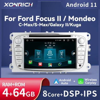 XONRICH Carplay Android Raadio Mms Ford Focus 2 3 MK2 Mondeo 4 Kuga Fiesta Transit Connect S-MAX C-MAX, Galaxy DSP RDS - Pilt 1  