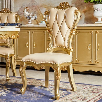 Euroopa stiilis kõrge kvaliteediga söögi tool täis tahke tamm nikerdatud raamat tool söögituba seljatugi aristokraatlik kuldne vaba aja veetmise tool - Pilt 1  