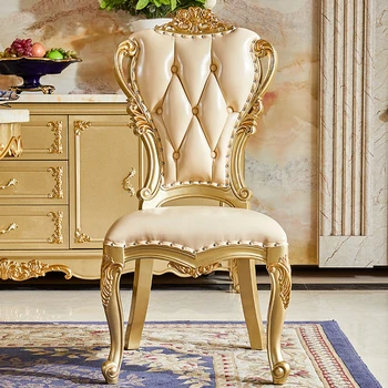 Euroopa stiilis kõrge kvaliteediga söögi tool täis tahke tamm nikerdatud raamat tool söögituba seljatugi aristokraatlik kuldne vaba aja veetmise tool - Pilt 2  