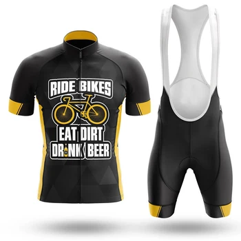 Uus Õlu Musta Suvel Jalgrattaga Jersey Set Meeste Mägi Racing Maantee Jalgratas Hingav Kanda Bike Riided Sobivad - Pilt 1  