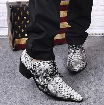 Itaalia meeste kingad nahast alligaator jalatsid meestele krokodill nahka pikad varba meeste mokassiinkingad ametliku kingad, kõrge kontsaga pluss size46 - Pilt 2  