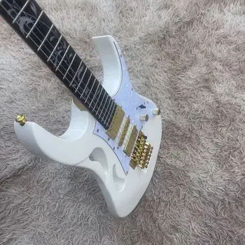 Electric guitar 6-string jagatud keha, valge korpus, kõrgläikega, roosipuud fingerboard valge inlay, valge pärl valvur, LP - Pilt 1  