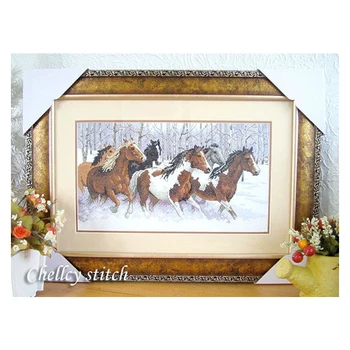 Amishop Kuld Kogumise Armas Loendatud Ristpistes Kit Lumi Kappav Hobune Hobused Töötab Talvel On Lund Vähe 00310 - Pilt 1  