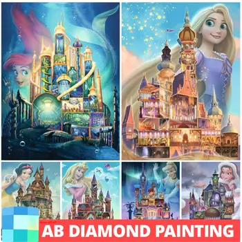 AB virmalised Diamond Värvimine Disney Princess Castle Maastiku Mosaiik Tikandid 5D DIY Uute tulijate Komplekt Käsitöö Home Decor - Pilt 1  