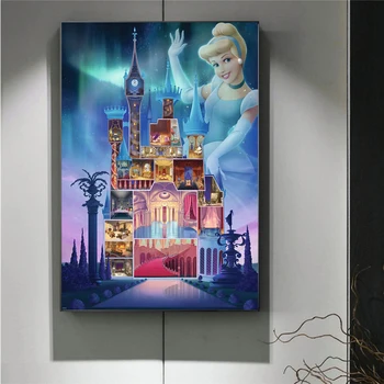 AB virmalised Diamond Värvimine Disney Princess Castle Maastiku Mosaiik Tikandid 5D DIY Uute tulijate Komplekt Käsitöö Home Decor - Pilt 2  