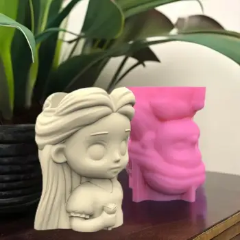 Silikoon Planter Hallituse Paindlik 3D Tüdruk Pea Mitte Jääda Dekoratiivsed DIY Korduvkasutatavad Toidu Hinne Vaik Betooni Flower Pot Tegemine - Pilt 1  