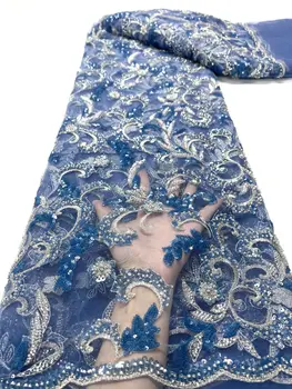 2023 Mood Royal Blue Kõrge Kvaliteedi Prantsuse Käsitöö Luksus Raske Pärlitest Pitsi Litrid Tüll-Kangast Nigeeria Naiste Tanssiaiset Kleit - Pilt 1  