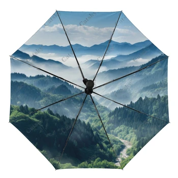 Misty Metsa Mägi Laadi Vihmavari Vihma Naiste 3-Tagaistme Täielikult Automaatne Vihmavari SunProtection Väljas Sõidu-Vahend Parapluie - Pilt 1  