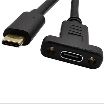 USB Tüüp C pikenduskaabel USB-3.1 Andmete Video Kaabel, USB-C (Meeste ja Naiste Extender Juhtme Pesa Kruvi Panel Mount Varjestatud - Pilt 1  