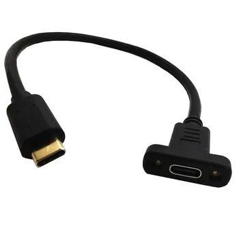 USB Tüüp C pikenduskaabel USB-3.1 Andmete Video Kaabel, USB-C (Meeste ja Naiste Extender Juhtme Pesa Kruvi Panel Mount Varjestatud - Pilt 2  
