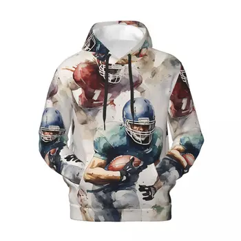 Ameerika Jalgpalli Vabaaja Hupparit Akvarell Muster Harajuku Velvet Soojad Pusad Sügisel Lahti Ülepaisutatud Topp Pullover - Pilt 1  
