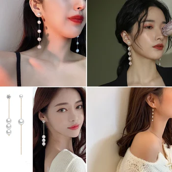 Korea Fashion Pikk Barokk Pärl Tolknema Tilk Kõrvarõngad Naistele 2023 Uus Elegantne Trend Pulmapidu Pidulik Jewelr Tarvikud - Pilt 1  