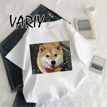 Armas Shiba Inu Doge Sakura Tshirt Naiste Kawaii Graafiline Print T-särk Naiste Harajuku Esteetiline Valge Tops Korea Naiste T-Särk - Pilt 1  