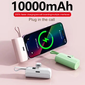 10000mAh Mini Power Bank Kaasaskantava Mobiiltelefoni Laadija, Väline Aku Power Bank Plug Mängida Tüüp-C iPhone, Samsung, Huawei - Pilt 1  