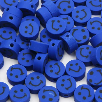 Naeratav Royal Blue 10 mm Ring, Polymer Clay Helmed 20pcs Lahtiste Pärlitega Tegemise Ehted DIY Kõrvarõngad, Võtmehoidjad Käevõru Tarvikud - Pilt 1  