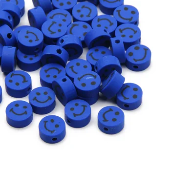Naeratav Royal Blue 10 mm Ring, Polymer Clay Helmed 20pcs Lahtiste Pärlitega Tegemise Ehted DIY Kõrvarõngad, Võtmehoidjad Käevõru Tarvikud - Pilt 2  