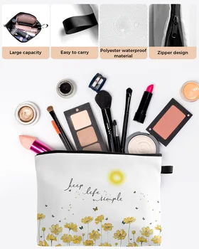 Päike Liblikas Lill, Makeup Bag Kott Travel Essentials Lady Naiste Kosmeetika-Kotid Wc Korraldaja Lapsed Ladustamise Penaali - Pilt 2  
