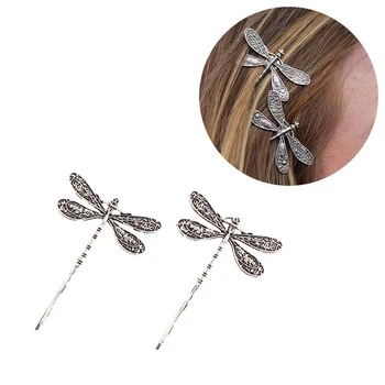 Hõbeda Värvi Vintage Dragonfly Klambri Külge Retro Elegantne Pool Juuksed Clip Naiste Peakatet Bobby Pins Ehted Trend - Pilt 1  