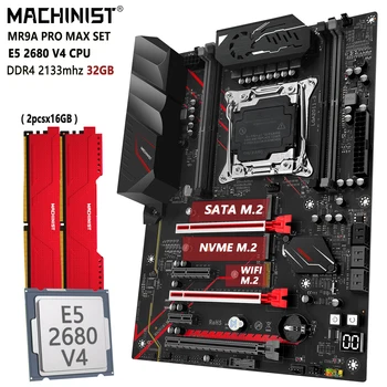 MASINIST X99 Emaplaadi Komplekti LGA-2011-3 Kit Xeon E5 2680 V4 CPU 2X16=32GB DDR4 ECC RAM Mälu SSD NVME M. 2 Sata MR9A PRO MAX - Pilt 1  