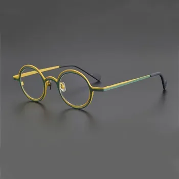 Kaks vooru topelt värvi puhas titaan prillid raamiga meeste ja naiste optiliste prillide raam on metallist ring retsepti prillid - Pilt 1  
