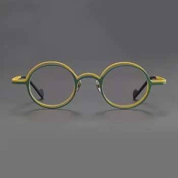 Kaks vooru topelt värvi puhas titaan prillid raamiga meeste ja naiste optiliste prillide raam on metallist ring retsepti prillid - Pilt 2  