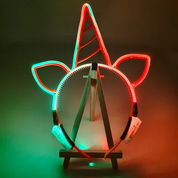 Uus värviline muutlik hõõguv neoon LED peapael sünnipäeva puhul juuksed seljas decor Jõulud peakatted laste noormees kingituse - Pilt 1  