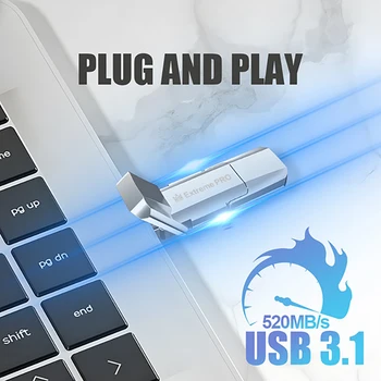 Äärmiselt U Disk High Speed, Mini Metall-USB Flash Drives 2TB 1 TB 512 GB Musta Pen Drive Memory Stick Kuldne Väline Ladustamine - Pilt 1  