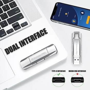 Äärmiselt U Disk High Speed, Mini Metall-USB Flash Drives 2TB 1 TB 512 GB Musta Pen Drive Memory Stick Kuldne Väline Ladustamine - Pilt 2  