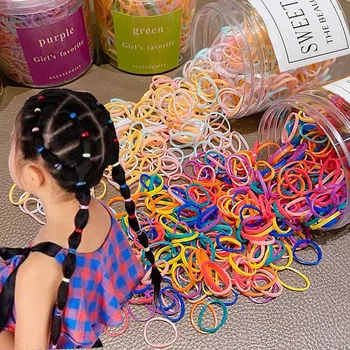 500PCs Candy Värvi Ühekordselt kummipaelad Tüdrukud Hairbands jaoks Hobusesaba Omaniku Kõrge Elastsus Juuste Lint Lapsed Juuksed Tarvikud - Pilt 2  