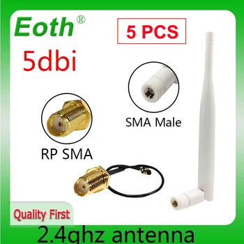 eoth 5tk 2.4 GHz 5dBi wifi antenn SMA Male 2.4 G Antenn valge Õhust antenn Ruuteri 21cm PCI U. (FL) PROTOKOLLI SMA feMale Pats Kaabel - Pilt 1  