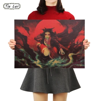 TIE LER Demon Slayer Plakat Teenetemärgi JapaneseAnime Jõupaber Plakat Interjöör Art Seina Kaunistamiseks Värvimine 50.5x35cm - Pilt 1  