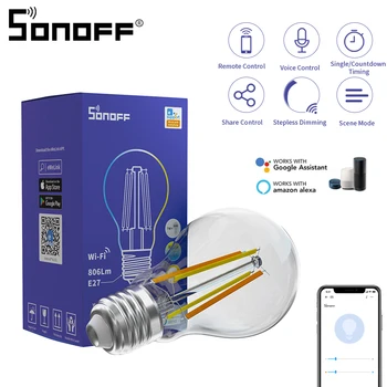 SONOFF B02-F A60 LED WiFi Hõõgniidiga Pirn Smart Home E27 Juhitava Lambid Dual-Värv Häält, puldiga koostööd Alexa - Pilt 1  