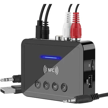 Bluetooth-5.0-Vastuvõtja, Saatja, FM Stereo AUX-in 3,5 mm Pistik RCA Traadita NFC Bluetooth Audio Adapter TV PC Kõrvaklapid - Pilt 1  