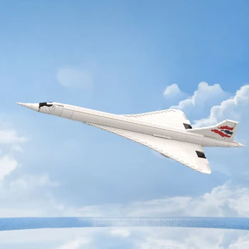 Gobricks KES Concorde Ülehelikiirusega Lennuk ehitusplokid Concord Õhusõiduki Prantsusmaa Mudel Jet-Tüüpi Lennuk Tellised Mänguasjad, Lapsed Kingitus - Pilt 1  