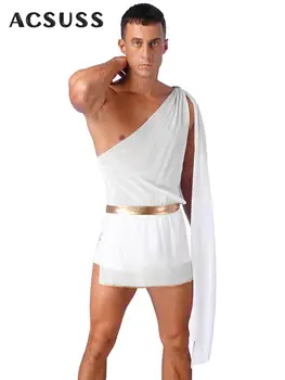 Meeste Vana-kreeka Kleit, Üks Õlapael Seelik Rooma Härra Toga Halloween Kostüümid Karnevali Teema Poole Seksikas Jumal Cosplay Ülikond - Pilt 1  