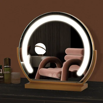 Uus desktop ühepoolne Hollywoodi led kosmeetiline peegel saab pöörata 360 kraadi, high-definition kolme-värvi valgustus majapidamises - Pilt 1  