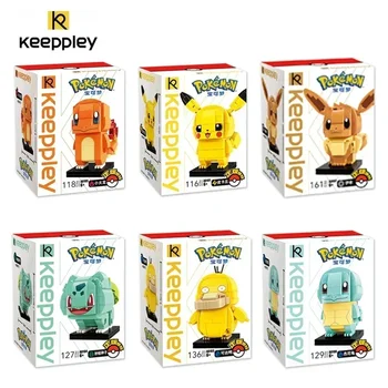 Keeppley Pocket Monster Pokemon Pikachu Psychk Charmander Assamblee Blokeerida Laste Mänguasjad Kawaii Squirtle Mudel Kingitus Teenetemärgi - Pilt 2  