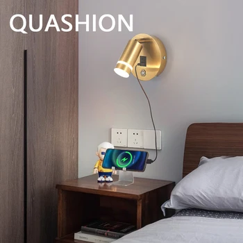 QUASHION Kaasaegne Disain Lihtne Kodus Seina Lamp Metallist korpus Magamistuba Decor LED Sconce Light Hotel Öö Lugemise Läikelakid Vahetus - Pilt 1  