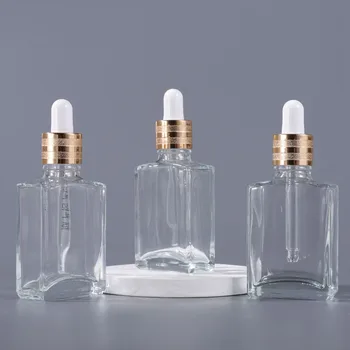 2tk 30ml Ristküliku, ruudu Selge Klaas Tilguti Pudelid Alumiiniumist kaas Jäätunud Seerumi Pudel Väljamõeldud Kosmeetika Pipeti abil parfüümi - Pilt 1  