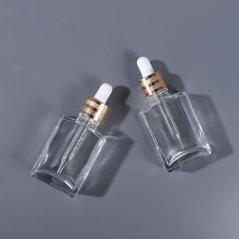 2tk 30ml Ristküliku, ruudu Selge Klaas Tilguti Pudelid Alumiiniumist kaas Jäätunud Seerumi Pudel Väljamõeldud Kosmeetika Pipeti abil parfüümi - Pilt 2  