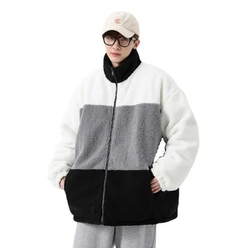 Meeste Jakk Korea Fashion Lambswool Tegumoega Talvel Paks Soe Segast College Jakid Unisex Jaapani Pesapalli Bomber Jope - Pilt 1  