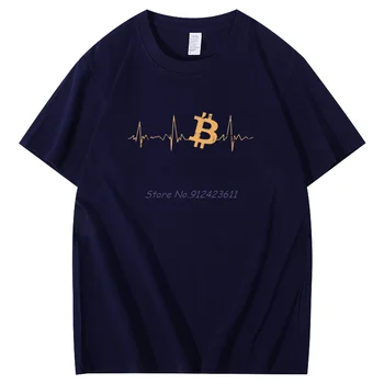 Mehed on naljakas, t-särgid Bitcoin Heartbeat Graafiline T-Särgid Cryptocurrency Puhtast Puuvillast Suvel Lühikesed varrukad tee Meeste riided - Pilt 1  