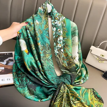 Paar Stiilis 180X90CM Sall 2023 modell Pashmina Sallid Suvel Päikesekaitsetoodete Puhul Kingitus Suurrätikud Naiste Populaarne Disain Silk Hijab - Pilt 2  